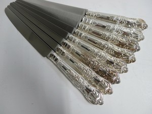 8-English-Queens-Pattern-Dinner-Knives-10-034-English-Kings-Sterling-Silver
