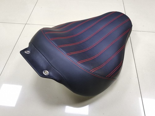 Red Stitching Front Driver Solo Seat Saddle For Harley Fat Boy FLSTF 2007-2017 - Picture 6 of 9