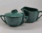 Prolon Ware Melamine Creamer & Sugar Plastic Forest Green Mid Century Vintage