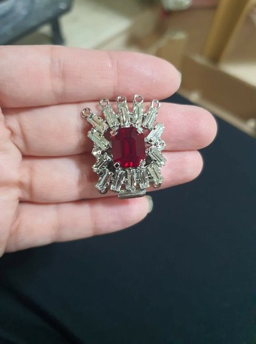 Vintage Tschechische Silber Halskette Armband Verschluss Schließer Kristall Strass 5 Strang - Bild 6 von 8