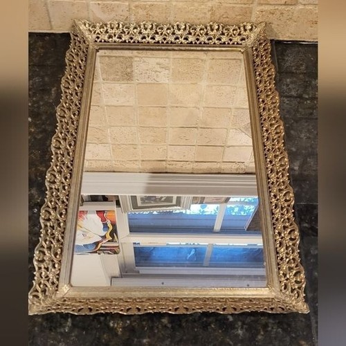 Vintage Ornate Silver Tone Vanity Mirror Tray - Picture 4 of 12