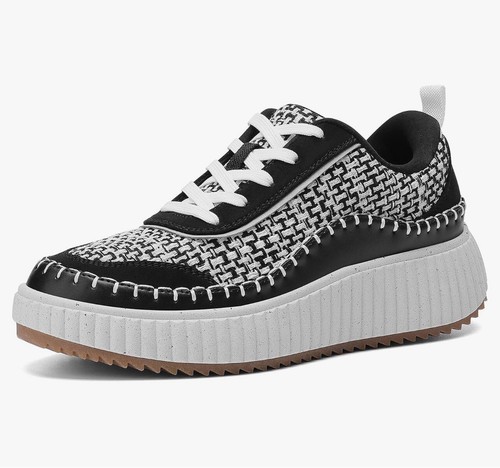 DREAM PAIRS Women Chunky City Tweed Comfortable Casual Platform Fashion Sneaker - Picture 3 of 6