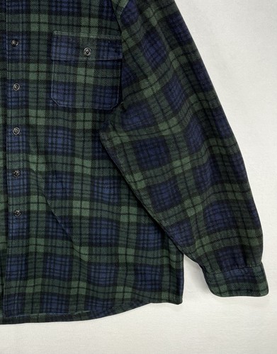 LL Bean Flannel Shirt Men’s 2XL XXL Blue Green Plaid Soft Fleece Button Up - Picture 4 of 9