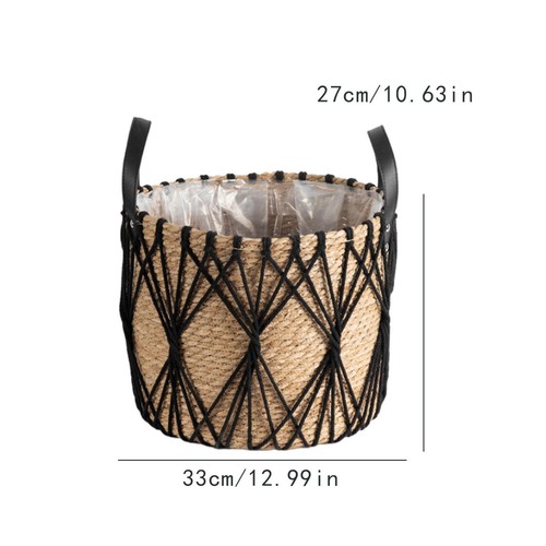 Woven Planter Basket Flower Pot Easy to Use Laundry Bag with Handle for Home - Picture 3 of 7