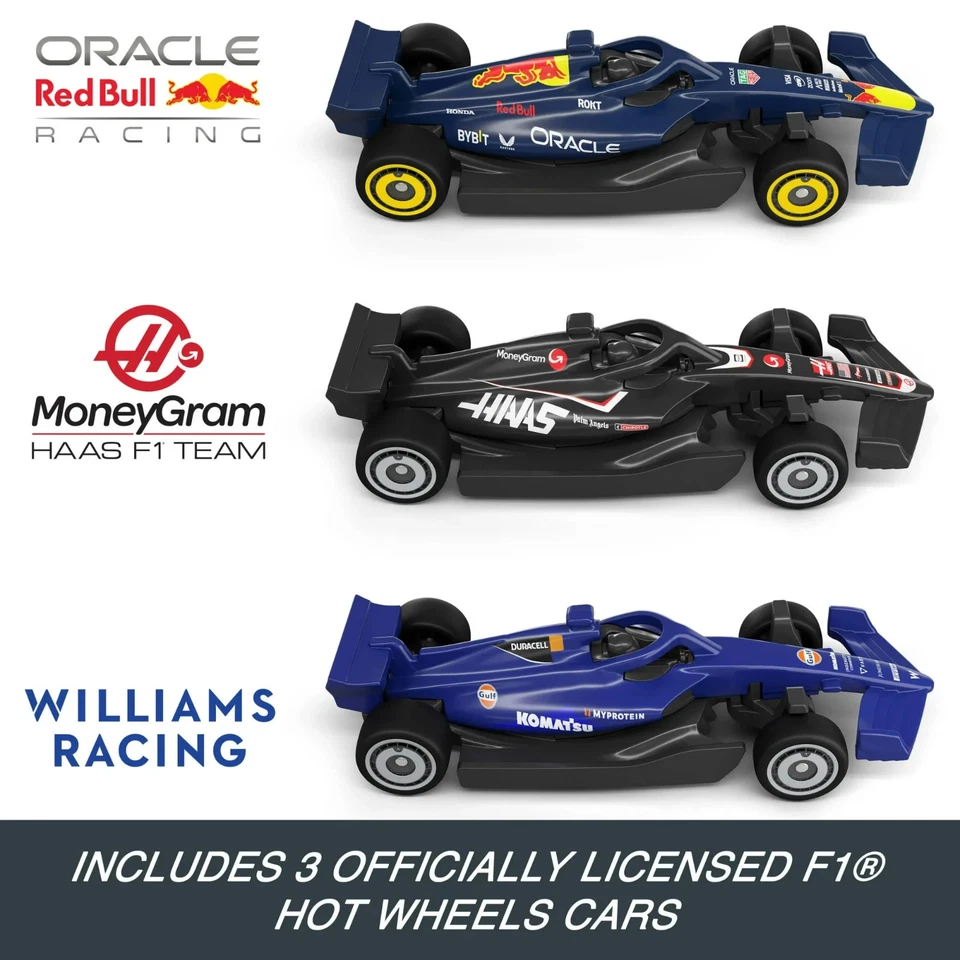 Hot Wheels Formula 1 Grand Prix Circuit Track Set with 3 Diecast Cars Scale 1:64 - Image 2 of 4