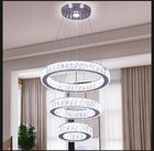 3-Ring Crystal LED Chandelier, Cool White 6500K, 52W Integrated, Adjustable H...