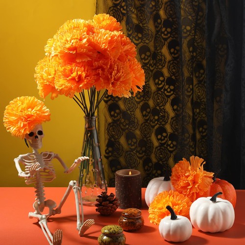 200 Pack Artificial Marigold Flower with Stems Bulk 3.5 Inch Silk Marigold Fa... - Picture 3 of 8