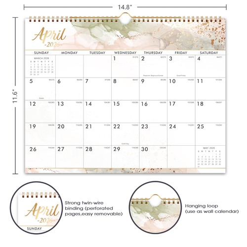 2026 Kalender - 2026 Wandkalender 12 Monatskalender Jan. 2026 - Dez. 2026 1... - Bild 3 von 8