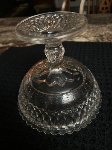 EAPG Loop With Dewdrop 9.2 inch tall Compote Candy Dish US Glass Pedestal - Picture 5 of 8