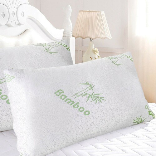 Dreamz 2x Memory Foam Pillow Shredded Bamboo Washable Cover Bed Sleep 70x40cm - Picture 11 of 12