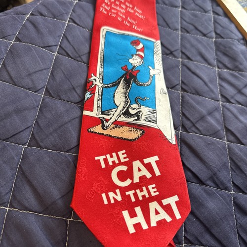 Dr. Seuss Herren Krawatte Krawatte Katze im Hut 58” x 3,75” 100 % Seide