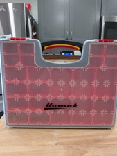 Homak HA01122238 Plastic Organizer with 22 Removable Bins, Clear Lid, Easy Grip