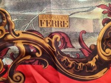 🔴 GIANFRANCO FERRE' foulard donna seta pura rosso con quadro frutta elegante