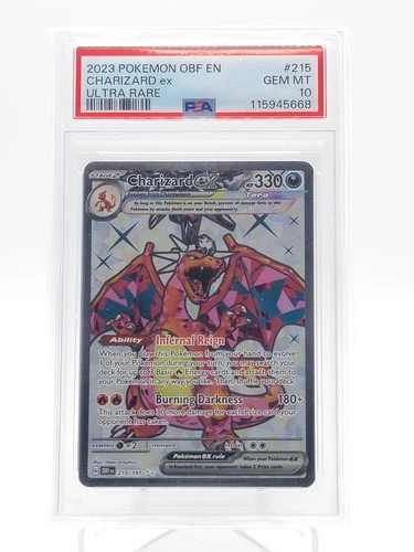 CHARIZARD EX 2023 POKEMON OBSIDIAN FLAMES ULTRA RARE #215/197 PSA 10 Q0895