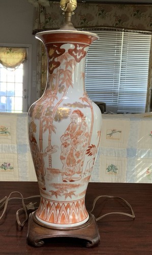 Kutani Ware Japanische Porzellan Vase Tischlampe Chinoiserie - Bild 6 von 8
