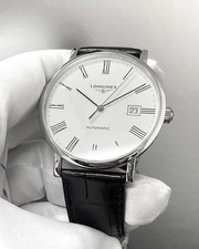 LONGINES Elegant Auto 39MM White Dial Black Leather Men's Watch L4.910.4.11.2