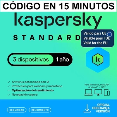 Standard AntiVirus 3 Pc 2025 Kasp / 1 año/📩email con código 15 minutos📩