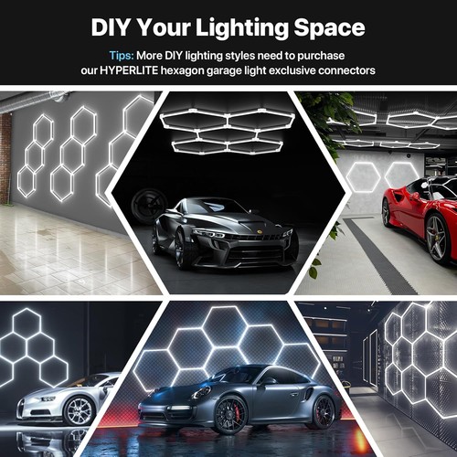Hexagon Garage Lights 5 Grid LED Honeycomb Light High Brightness Hex Light 6500K - Picture 8 of 9