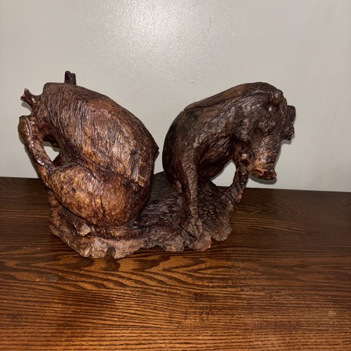 Schwarzwälder Wildschweinpaar aus geschnitztem Holz  - Bild 1 von 15