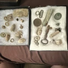 Mixed Civil War Relic Lot: Bullets, Buttons, Coin & Metal Finds in Display Cases