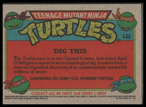 1989 Topps Teenage Mutant Ninja Turtles #122 Dig This - Picture 2 of 2