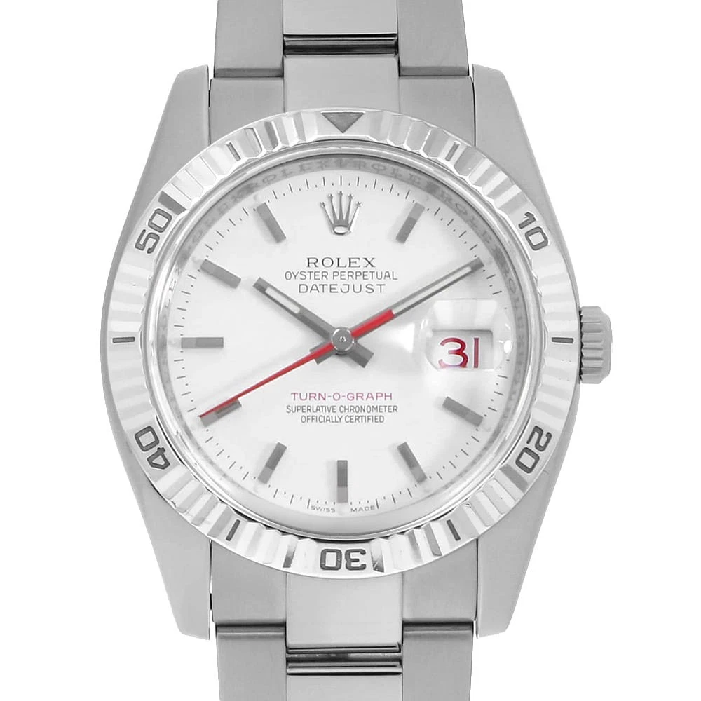 ROLEX Ternograph 116264 white 3 row oyster bracelet D Number second hand mens