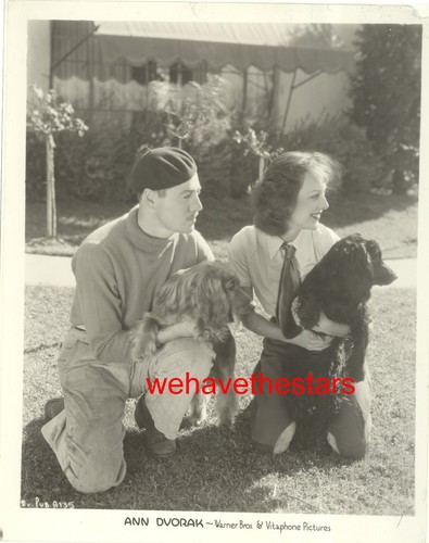 Vintage Ann Dvorak AT HOME IN HOLLYWOOD WITH DOGS 30s Publicity Portrait