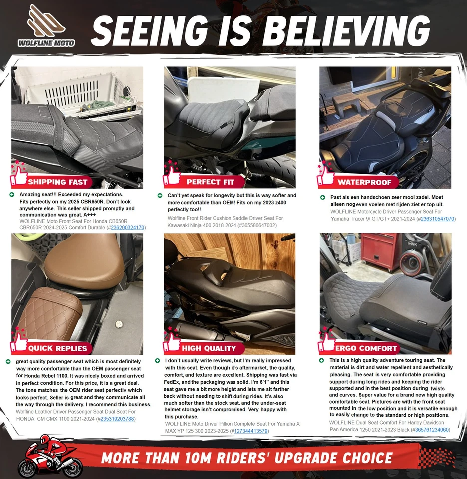 WOLFLINE Rider Passenger Seat For Kawasaki Vulcan S EN VN 650 2015-2025 Comfort Foto 4 de 4