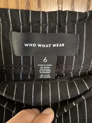 Who What Wear Women's High Rise Pin Stripe Ankle Pants Black/White 6 NWOT - Picture 3 of 3