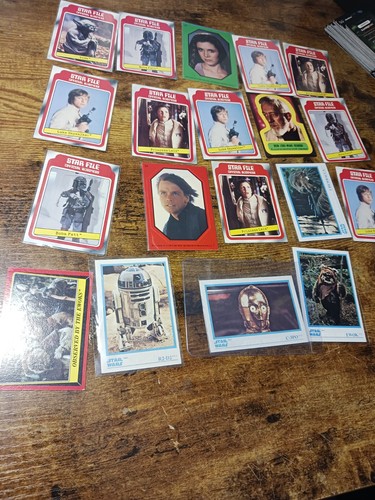 NICE LOT OF VINTAGE STAR WARS TRADING CARDS. KELLOGGS AND MORE. 19 CARDS&STICKER
