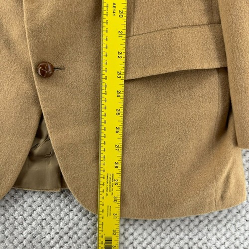 VTG Bill Blass Blazer Men M 100% Camel Hair Khaki Coat Jackets Lined 2 Button - Picture 7 of 18