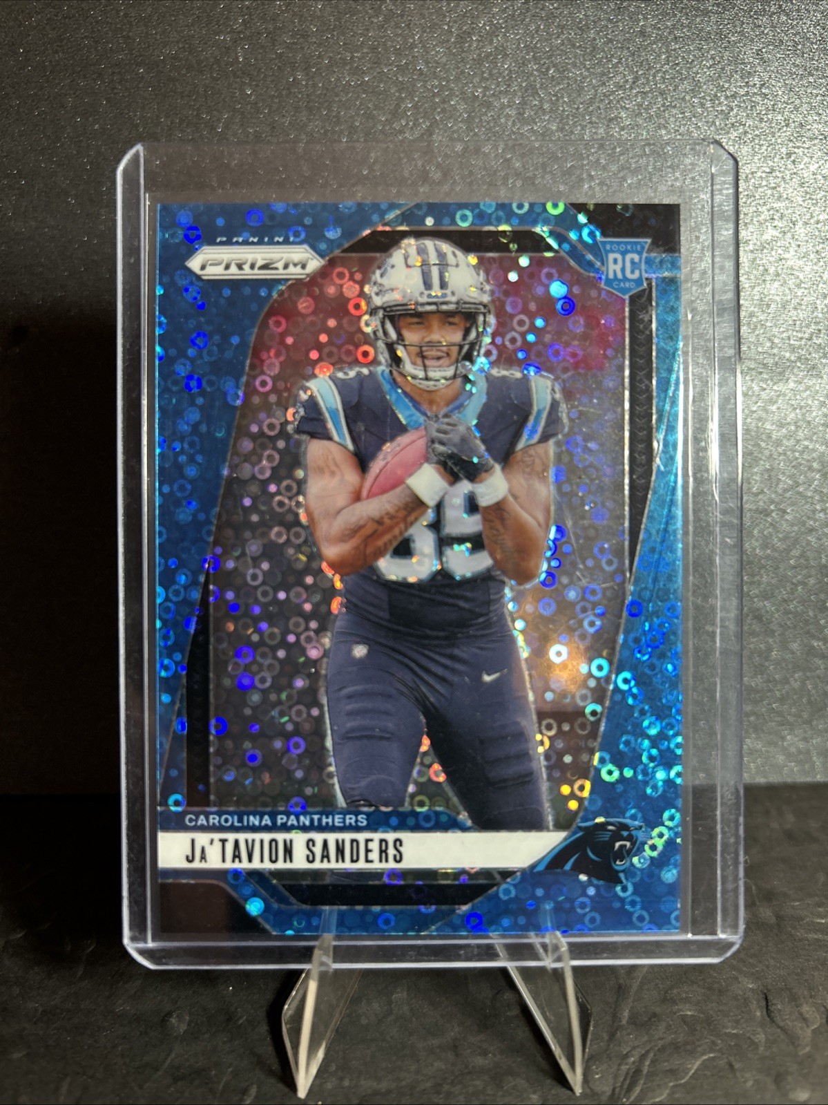 2024 Panini Prizm - Rookies Ja'Tavion Sanders #343 No Huddle Blue Prizm /99 (RC)
