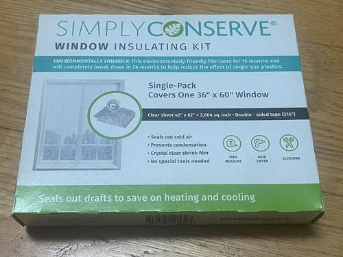 Pair of Window Insulating Kit Simply Conserve Indoor Single Pack 36" x 60" - Picture 2 of 3
