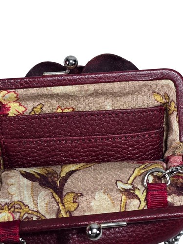 Brighton Roselie Crossbody Small Purse Bag, Deep Red Rose With Chain Kisslock - Picture 8 of 14