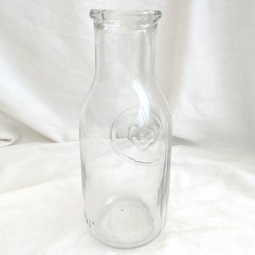 Clear Glass Bottle Vase with Heart Design on Front & 'With Love' 7" - Picture 2 of 7
