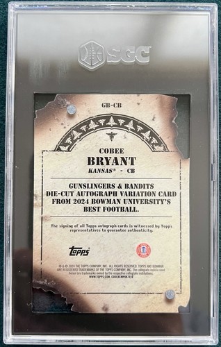 2024 Bowman Cobee Bryant Gunslingers Banditi Oro Rifrattore Auto 40/50 SGC 8! 🔥 - Foto 2 di 2
