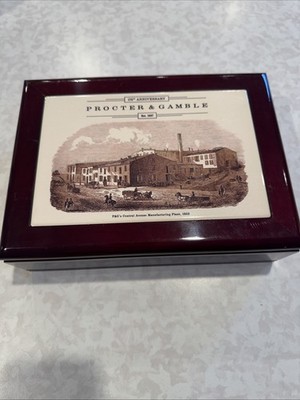 Procter & Gamble P&G 175th Anniversary Cigar Jewelry Wooden Lid Box 9.5'' 