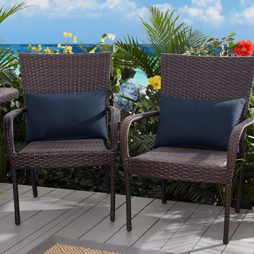 Indoor/Outdoor 16 by 26-inch Knife Edge Pillow, Navy, Set of 2