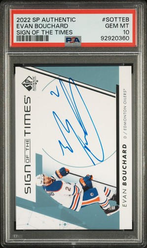 2022 SP Authentic Evan Bouchard Sign of the Times Auto Autograph PSA 10 Pop 1 - Picture 3 of 3