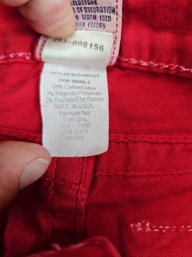 True Religion Jeans Women’s Size 27x30 Red Skinny Low Rise Stretch Flap Pockets - Bild 4 von 7