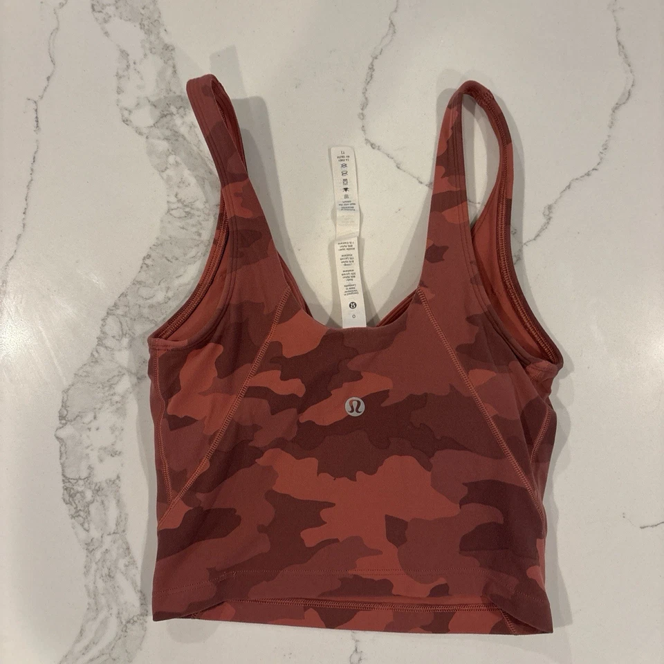 Camiseta sin mangas corta Lululemon Align negra, talla 0, sujetador deportivo de yoga gimnasio camuflaje Brier Rose Foto 3 de 3