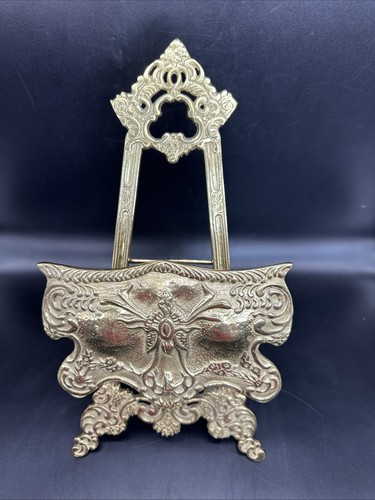 Vintage Lou Ehrlich Ornate Solid Brass Easel Photo Art Book Tripod 16" Large - Picture 10 of 13