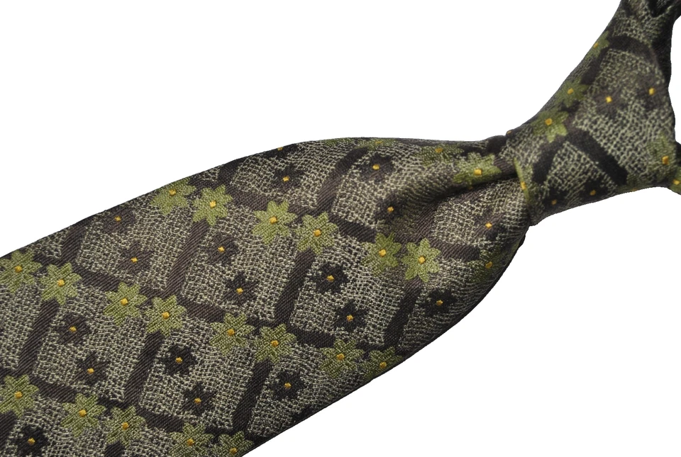 Corbata VALENTINO HECHA EN ITALIA Seda Floral Color Verde/Marrón L58 W3.9 Foto 2 de 4