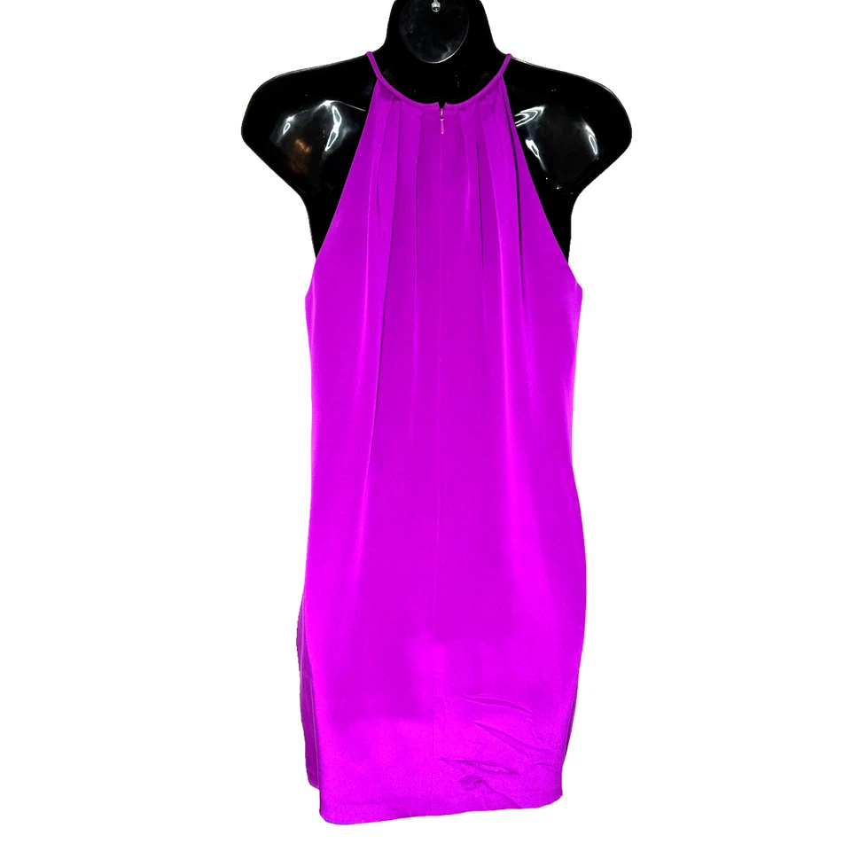 Vestido recto de cóctel sin mangas de seda púrpura brillante talla 2 de Jay Godfrey para mujer Foto 3 de 4
