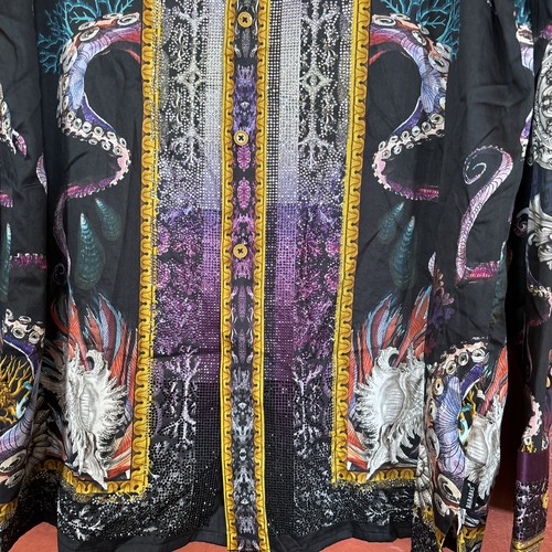 BARABAS Men's Size XL Sea Ocean Baroque Rhinestones Long Sleeve Shirts 3SPR417 - Picture 4 of 12