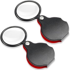 2 PCS 10X Small Magnifying Glass, 1.97 in Pocket Mini Black