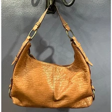The Sak Pink Label Leather Hobo Shoulder Bag Tan Pebbled Slouchy Boho Y2K Vintag