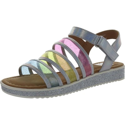 Dolce Vita Womens Oria Silver Casual Flat Sandals Shoes 1 Medium (B,M) BHFO 1075