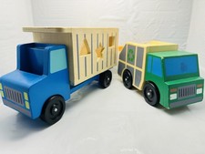 Melissa  Doug Wooden Shape Sorting Dump Truck  Garbage Truck Toy Lot