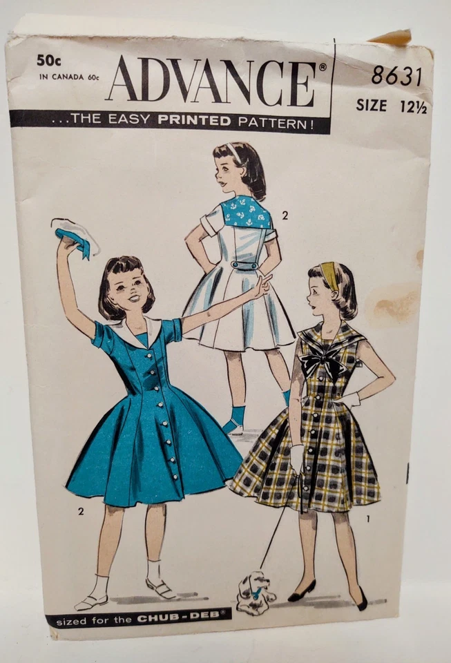 Vintage ADVANCE Chub Deb 12 1/2 Over BLOUSE & Skirt And Dress 8631 & 8735 - Image 2 of 4